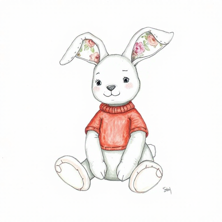 Blossom Sage Bunny with Personalised Red Jumper