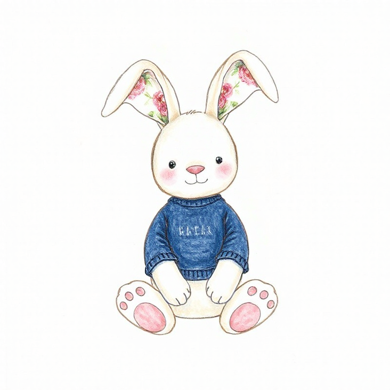 Blossom Tulip Bunny with Personalised Navy Jumper