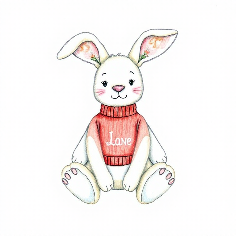 Blossom Tulip Bunny with Personalised Red Jumper