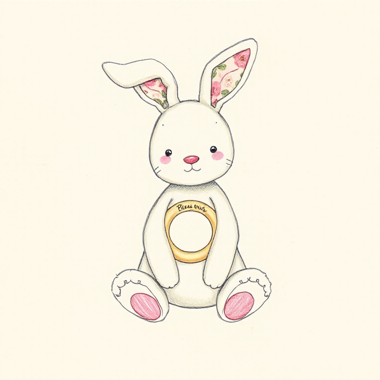 Blossom Tulip Pink Bunny Wooden Teething Ring & Rattle