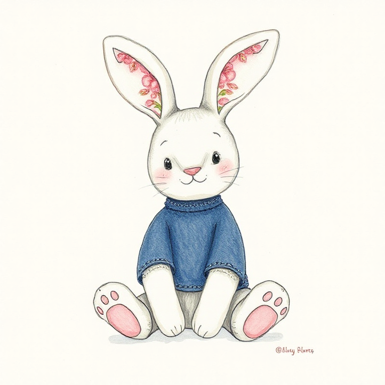 Blushkin Blossom Luxe Bunny with Personalised Navy Jumper