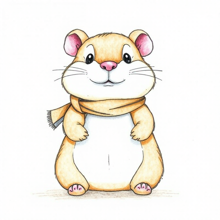 Happy Cinnamon Hamster with Scarf