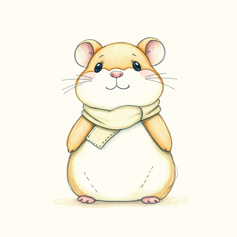 Happy Nutmeg Hamster with Scarf